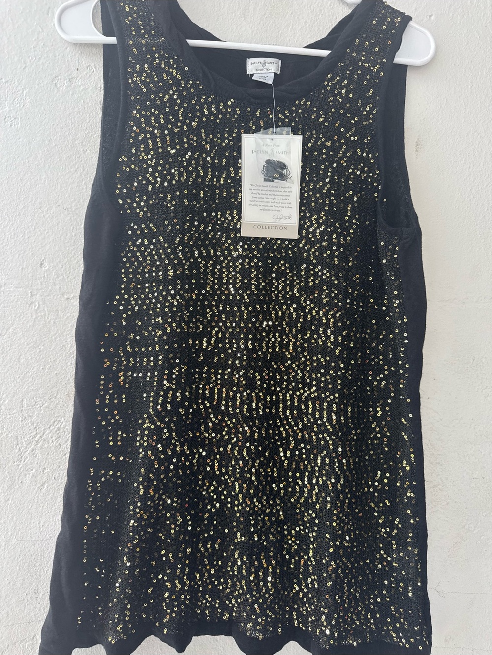 Jaclyn Smith Black Tank Top with Gold Sequin Front